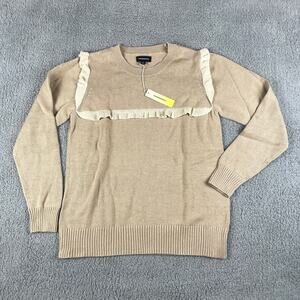 Summersalt Women's Medium Moonlight Beige The Year-Round Crewneck Ruffle Sweater